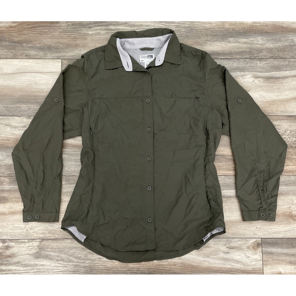 REI Shirt Button Up Fishing Outdoors Hiking Long Sleeve Large Women's UPF 30